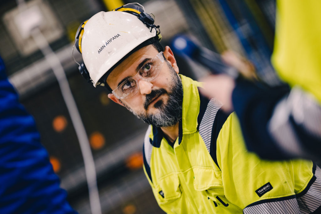 Amin Arpana, employee in a factory